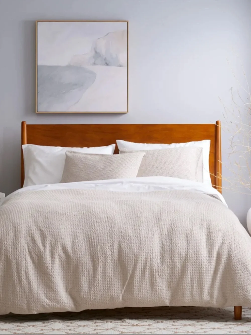 Quince Organic Luxe Honeycomb Duvet Cover Set Queen Full w/shams Sand Tan
